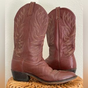 Vintage Acme Cognac Brown Leather Cowboy Boots